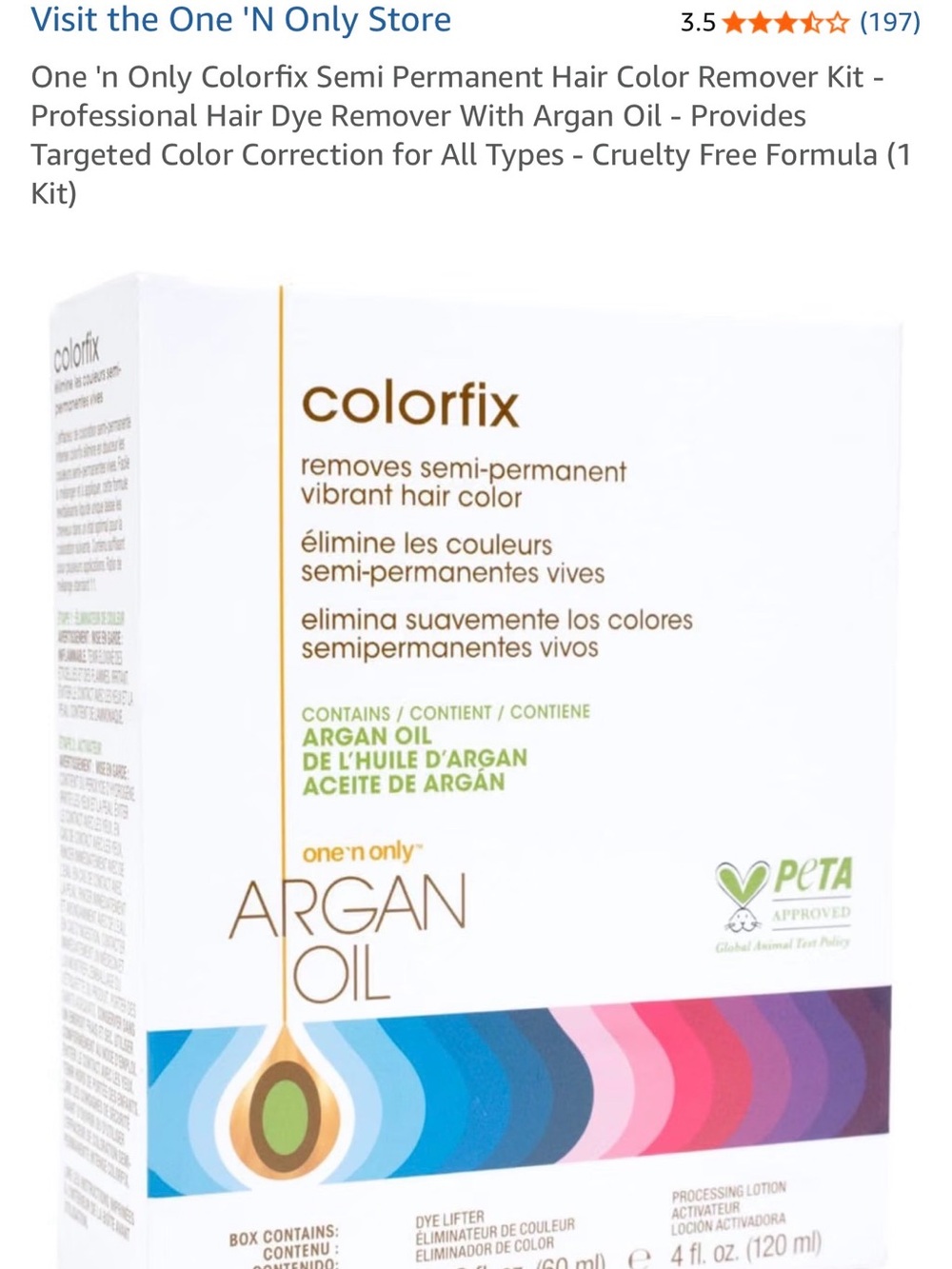Colorfix Argan Oil Semi-Permanent Hair Color Remover - used once